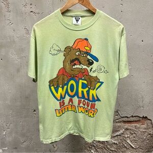 SSI Vintage Work Is A Four Letter Word Comedy Paper Thin Graphic T-Shirt Large